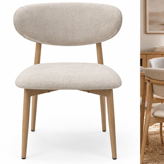 🤍 Modern Cream Bouclé Dining Chair Set of 2 Metal Legs