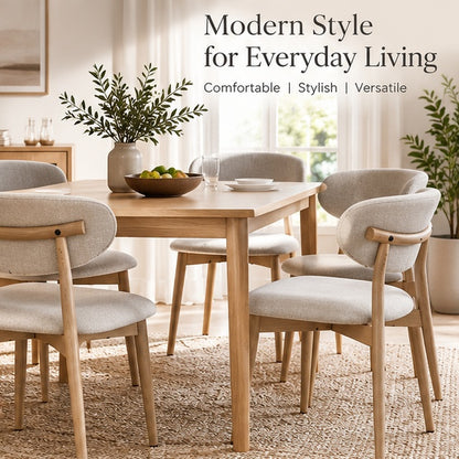 🤍 Modern Cream Bouclé Dining Chair Set of 2 Metal Legs