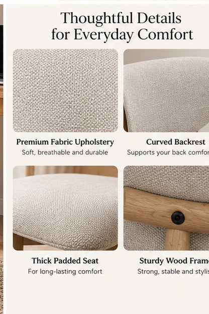 🤍 Modern Cream Bouclé Dining Chair Set of 2 Metal Legs
