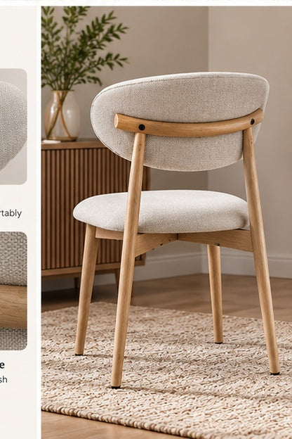 🤍 Modern Cream Bouclé Dining Chair Set of 2 Metal Legs
