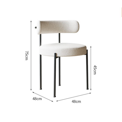 Cream White Wool Blend Sherpa Boucle Dining Chair
