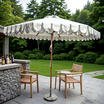 Retro Patio Parasol Outdoor Umbrella with Fringe