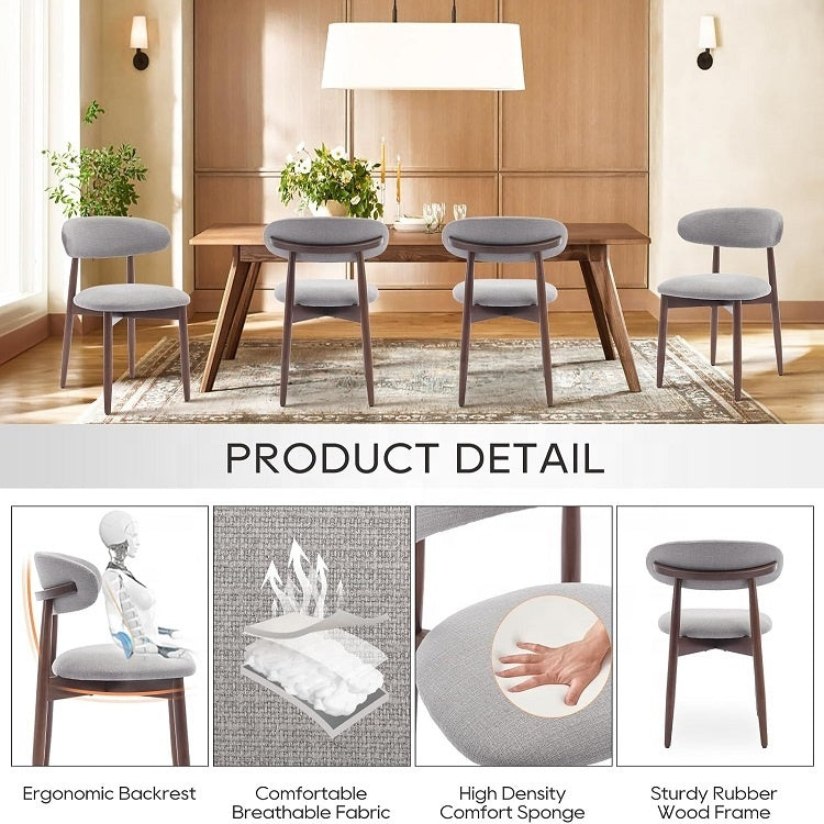 🤍 Modern Grey Bouclé Dining Chair