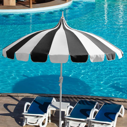 2.5M Riviera Luxe Outdoor Patio Umbrella - Blue & White