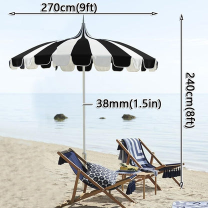 2.5M Riviera Luxe Outdoor Patio Umbrella - Blue & White