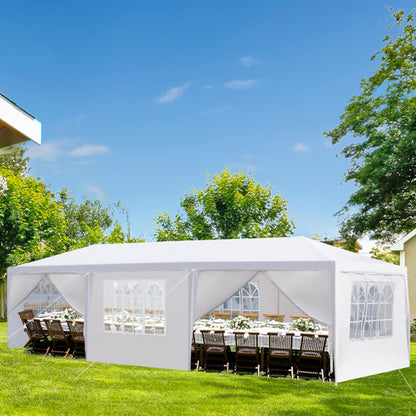 3x9m Outdoor Party Waterproof Gazebo Comes with a Bag & Bonus Side Cover with Windows– Spacious White Canopy for Events, Parties & Gatherings