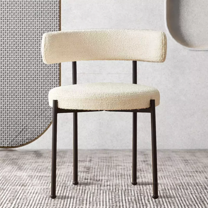 Cream White Wool Blend Sherpa Boucle Dining Chair
