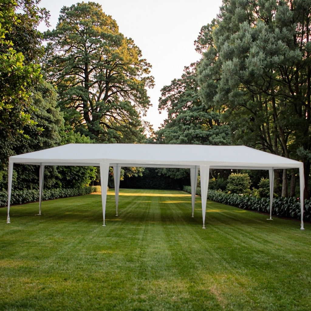 3x9m Outdoor Party Waterproof Gazebo Comes with a Bag & Bonus Side Cover with Windows– Spacious White Canopy for Events, Parties & Gatherings