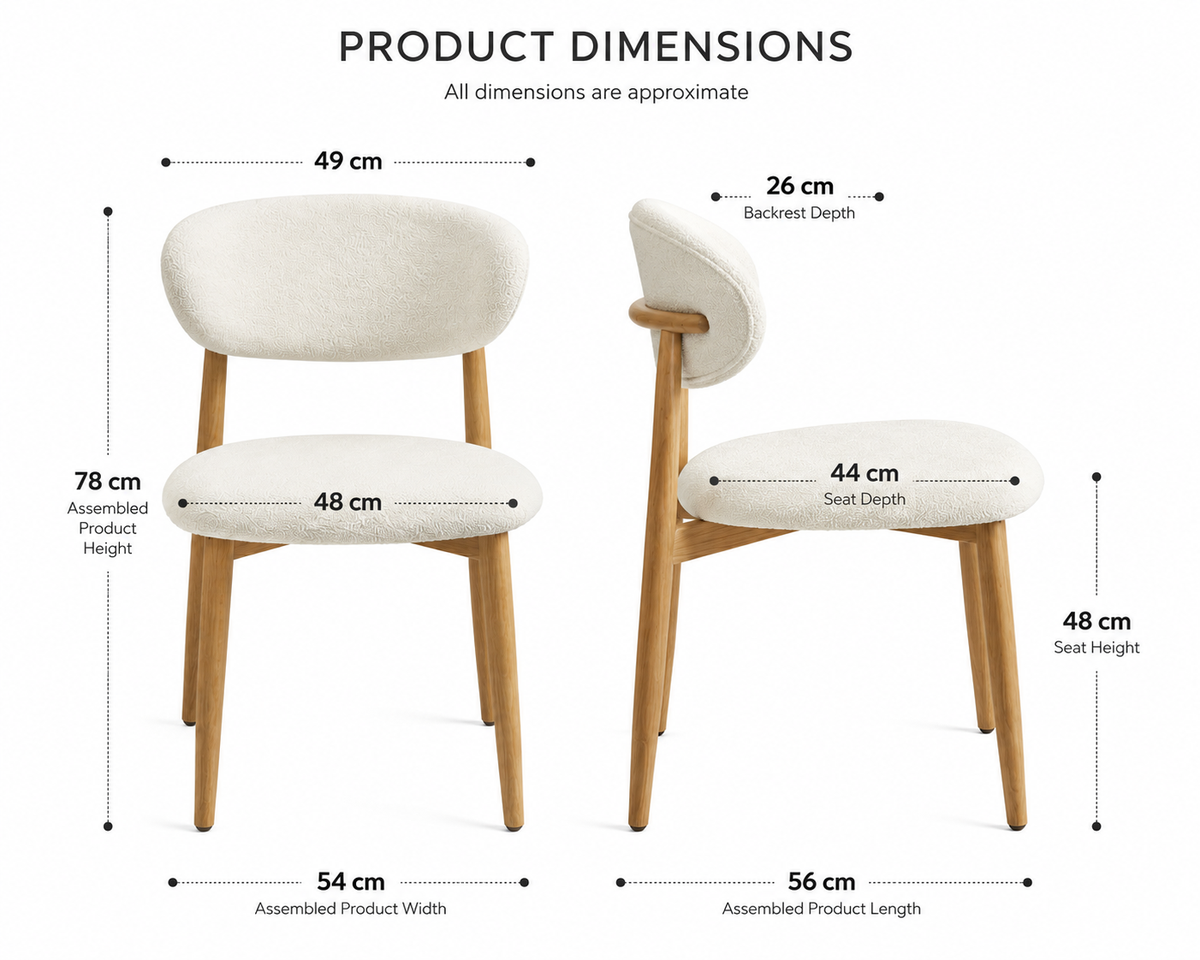 🤍 Modern Cream Bouclé Dining Chair Set of 2