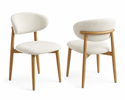 🤍 Modern Cream Bouclé Dining Chair Set of 2