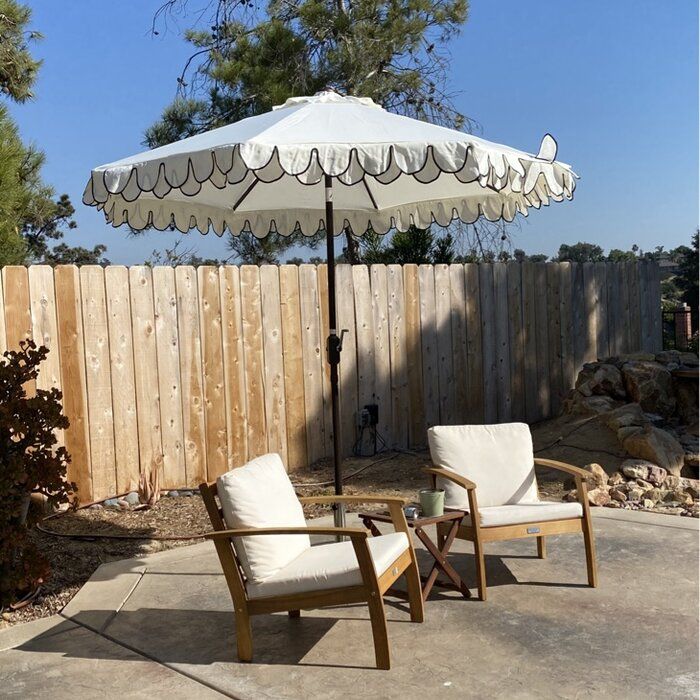 Retro Patio Parasol Outdoor Umbrella with Fringe
